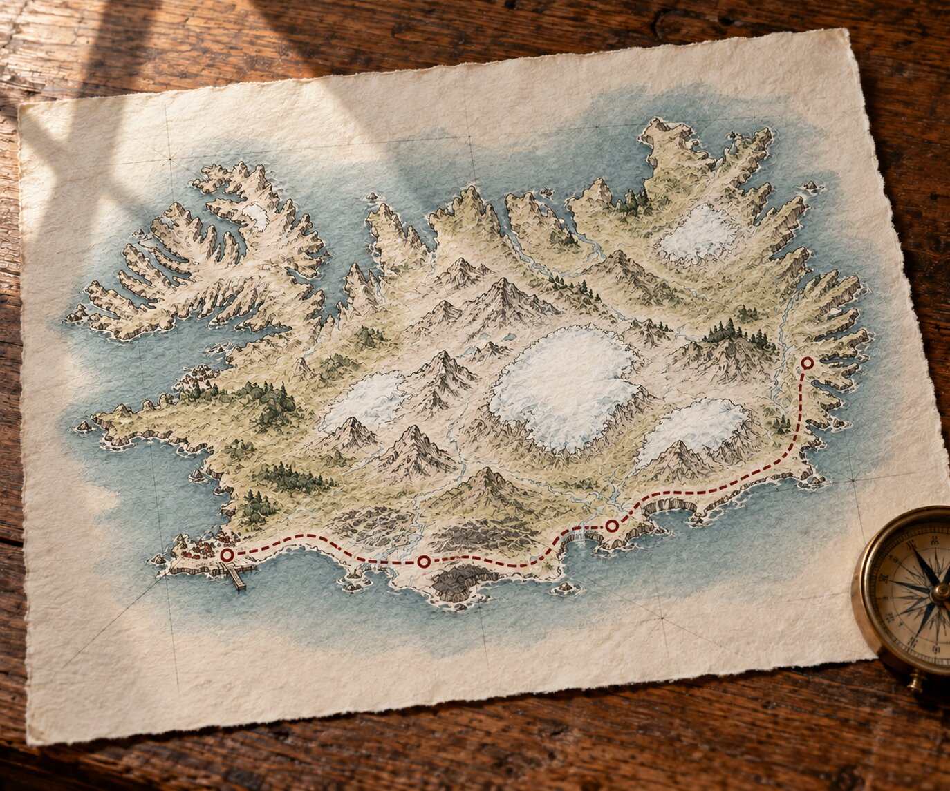 Ohnisko Ručne kreslená mapa ostrova — Mapa Cesty